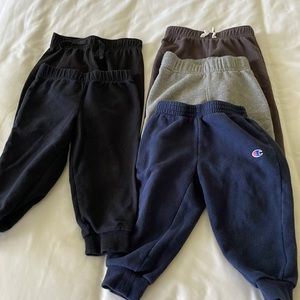 Boys toddler bundle of black/gray/navy comfy pants. Carters. Champion. 18-2T.